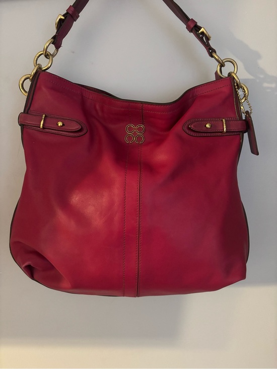 Coach Handbags - Coach Red Leather Shoulder Bag with Gold Hardware